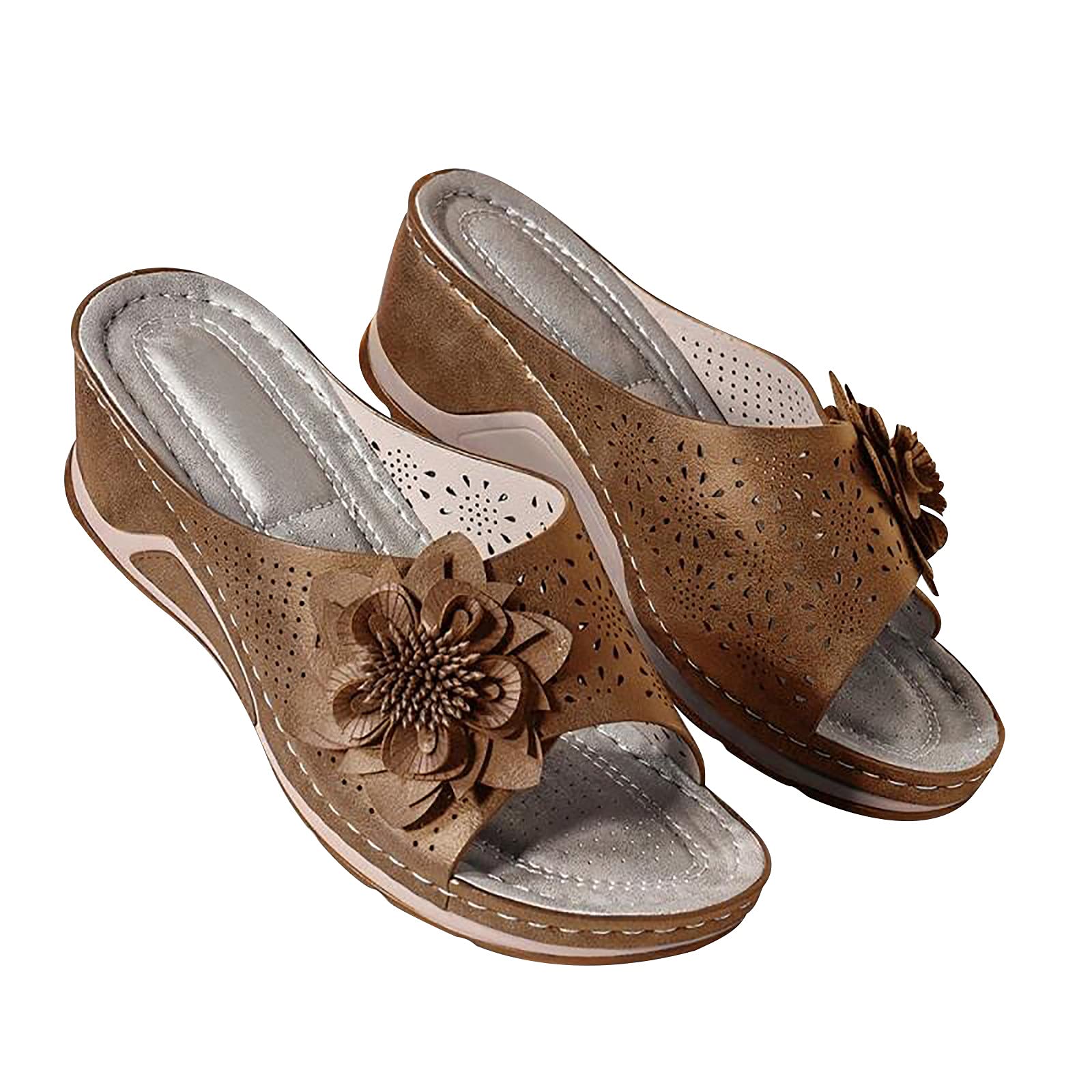 Stylish Women's Open Toe Wedge Sandals - Breathable Hollow Out Design Summer Casual Slip-On Platform Shoes | Perfect for Beach, Vacation, and Everyday Wear