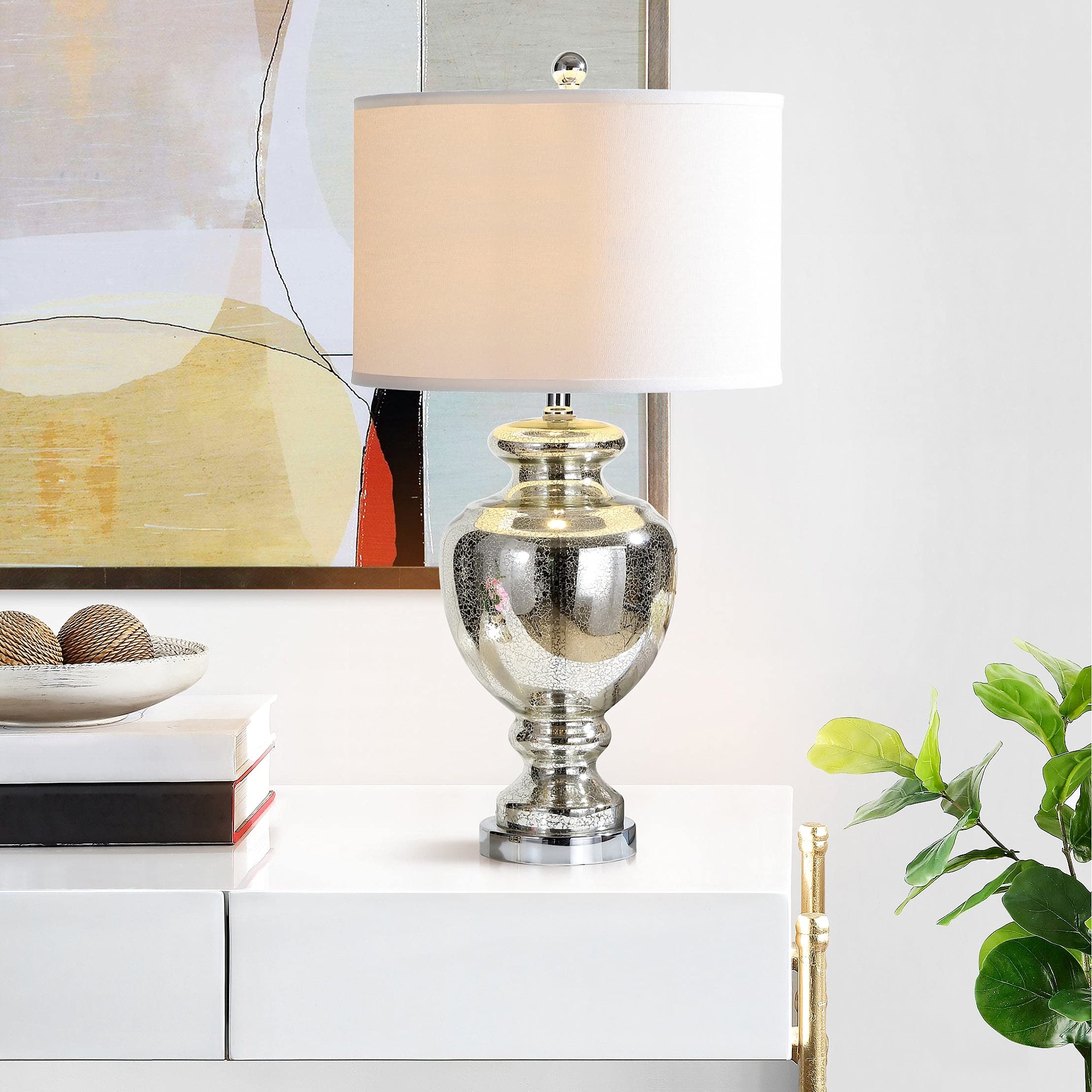 SAFAVIEH Morocco Mercury Silver Crackle Glass Table Lamp Set of 2 - 28