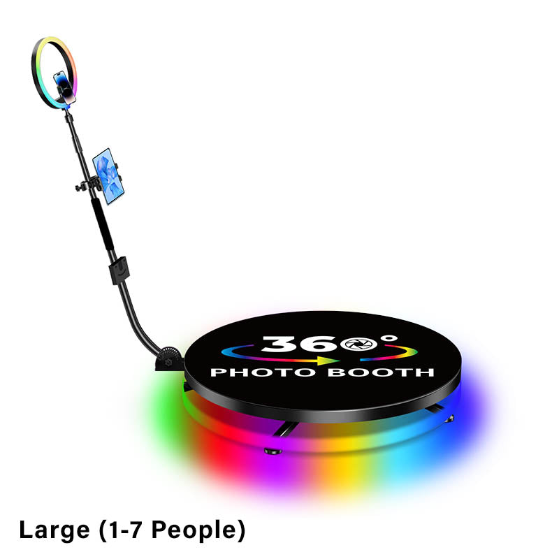 360° Rotating Photo Booth Turntable - 115cm Large Electronic Display Stand with Metal Plate for 1-7 People | Perfect for Group Photos, Product Photography & Social Media Content Creation