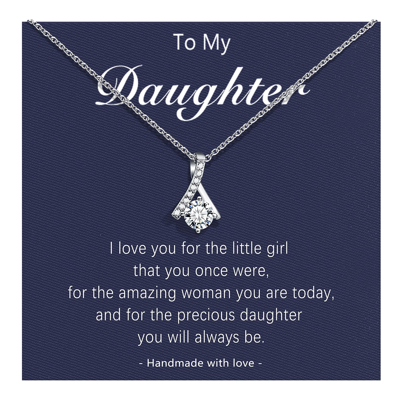 Elegant Silver Cubic Zirconia Necklace for Women & Teens - Perfect Birthday, Wedding Gift for Daughter or Daughter-in-Law | Dainty Jewelry for Everyday Wear & Special Occasions