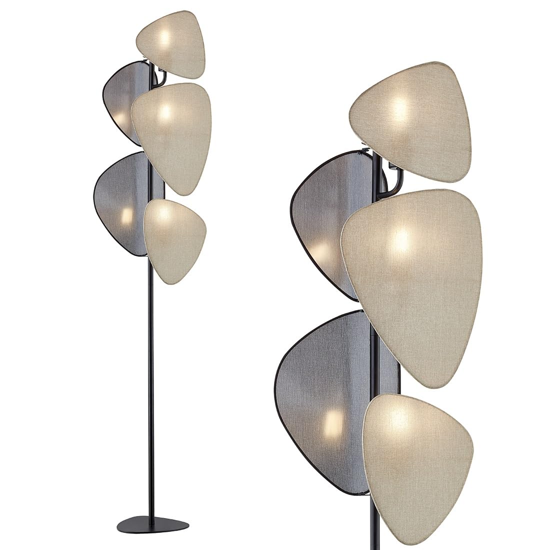 WOXXX Modern Floor Lamp - 5 Weave Shade Boho Tree Design Standing Lamp for Living Room, Bedroom & Office - Minimalist Tall Reading Light with Unique Corner Lighting - Black (Perfect for Cozy Reading Nooks & Contemporary Home Decor)
