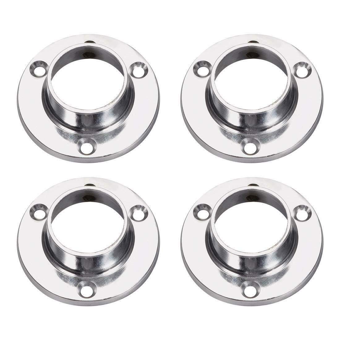 4PCS Tube Socket Wardrobe Rail Rod End Support Bracket Flange - 25mm Hanging Rail Accessories for Closet Organization & Display Stands - Perfect for Bedroom Storage and Retail Store Displays