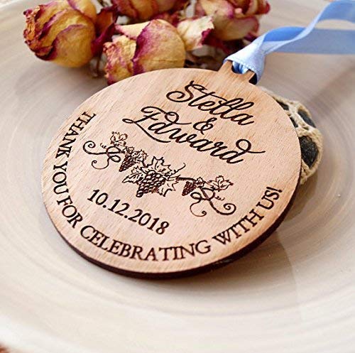 Personalized Wooden Wedding Favors - Set of 25 Handcrafted Keepsake Ornaments for Bridal Party, Guests & Couples - Perfect for Wedding Decor, Bridal Shower Gifts & Anniversary Celebrations