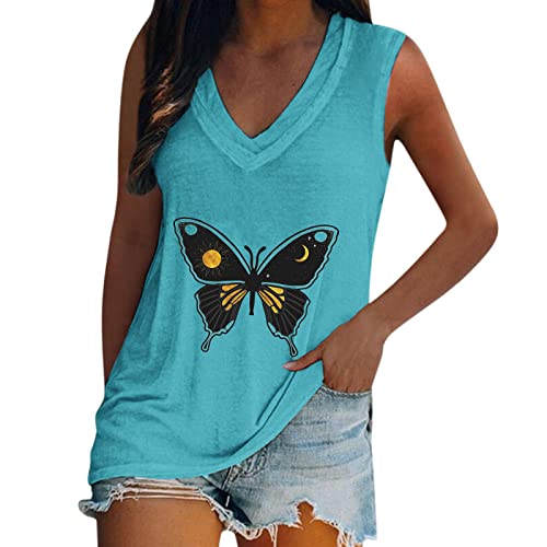 Women's Summer V-Neck Tank Tops Pack - Loose Fit Short Sleeve Casual T-Shirts for Everyday Wear, Gym, Beach & Vacation Outfits