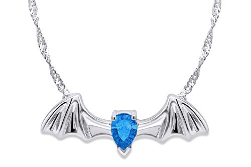 White Gold Over : Simulated Blue Topaz