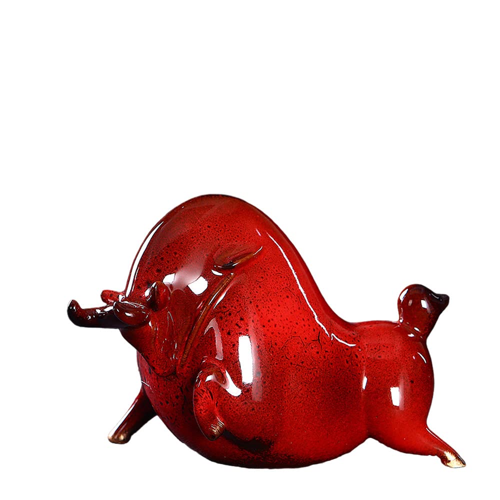 Red Bull Statue - Lucky Animal Decor for Home, Chinese Zodiac Decorations, Medium Size - Perfect for Living Room, Office Feng Shui & Gift Giving