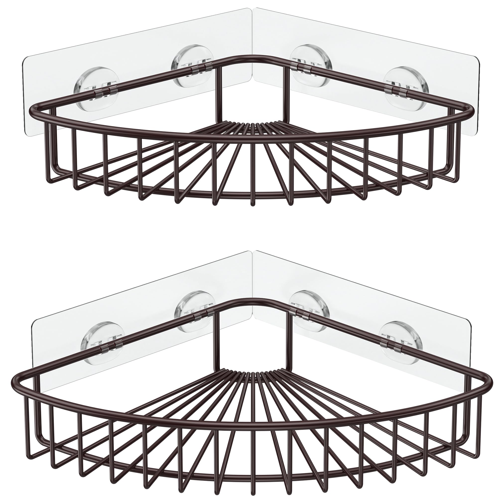 SMARTAKE 2-Pack Stainless Steel Corner Shower Caddy - SUS304 Wall Mounted Bathroom Shelf with Adhesive - Space Saving Storage Organizer for Shower, Toilet, Dorm & Kitchen (Bronze) - Perfect for Small Bathrooms & Tight Spaces