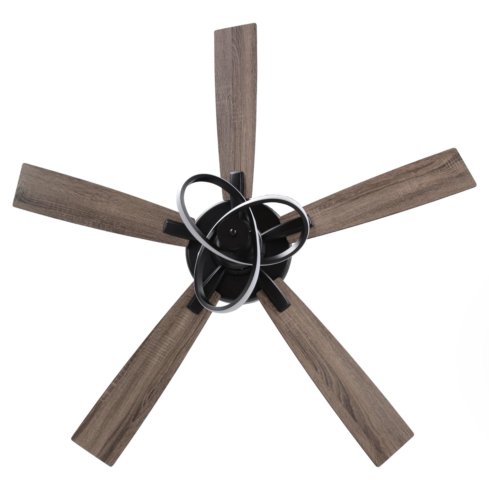 52 Inch Oregon DC Motor Modern Downrod Ceiling Fan with LED Light - Energy Efficient Quiet Operation for Living Room, Bedroom, and Office