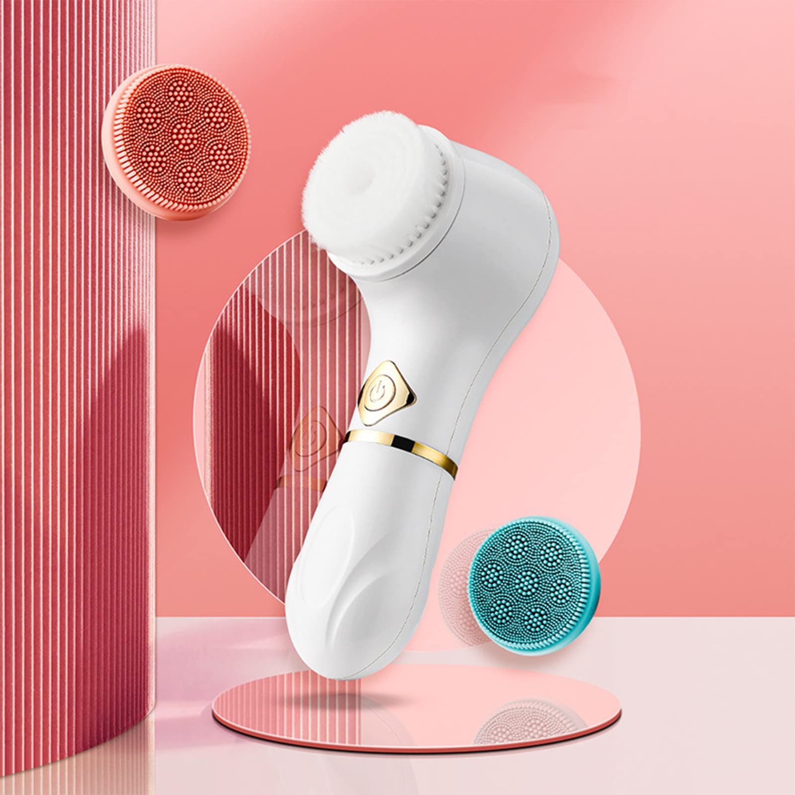 3-in-1 Waterproof Facial Cleansing Brush with 3 Heads - Exfoliate & Massage for Deep Cleansing | Spa & Travel Use