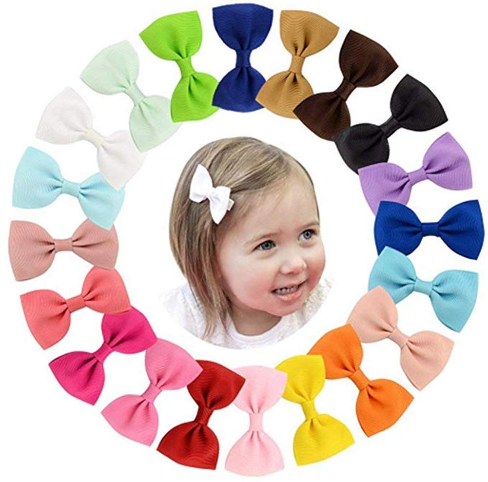 Oyfel 20PCS Mini Hair Bows for Baby Girls - Cute Ribbon Hair Clips with Alligator Clips for Toddlers, Kids & Teens | Perfect for Parties, School & Daily Outfits