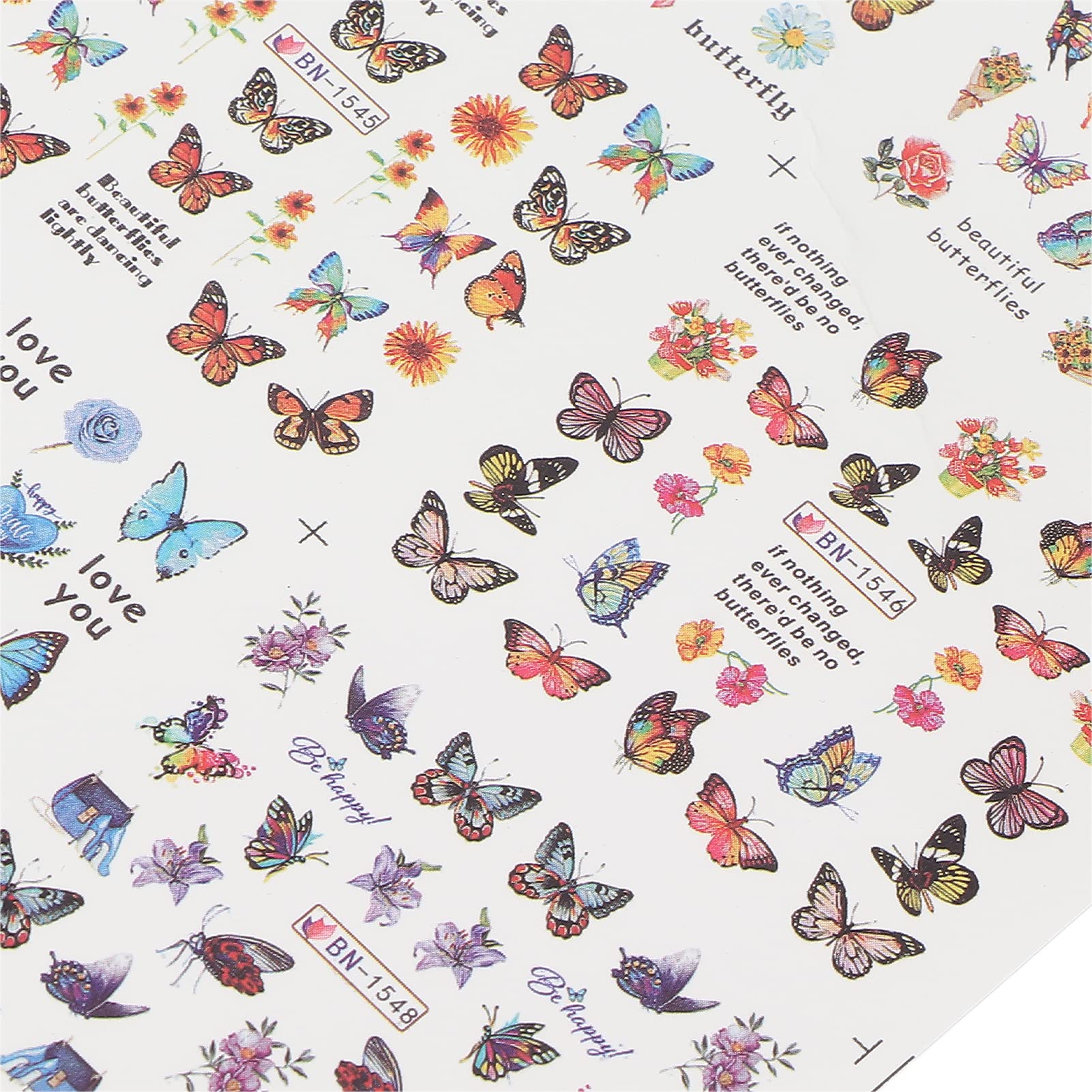 Butterfly Nail Art Stickers - Floral Butterfly Nail Decals for DIY Manicure & Pedicure - Self-Adhesive Nail Decorations for Women - Perfect for Parties, Weddings and Everyday Nail Art Designs