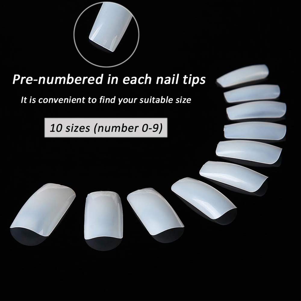 Vastitude 500pcs Square Fake Nails Full Cover Kit - French Tip Acrylic Nails, Natural False Nails for Women, Salon & DIY Nail Art | Perfect for Parties, Weddings, and Everyday Glam