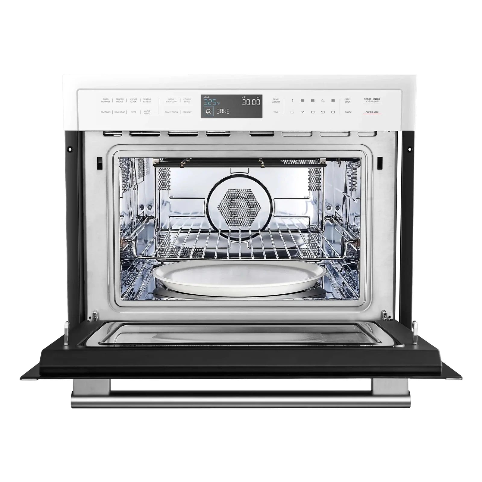 Forno Espresso 24-Inch Built-In Microwave Oven with Antique Brass Handles - White Countertop Microwave (Model FMWDR3093 24WHT) for Modern Kitchens & Small Spaces