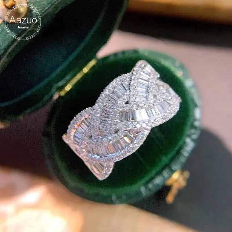 18K White Gold 0.65CT Real Diamond Hemp Flower Ring for Women - Luxury Fine Jewelry, Fashion Gift for Birthday, Anniversary & Special Occasions (Wedding, Party, Valentine's Day)