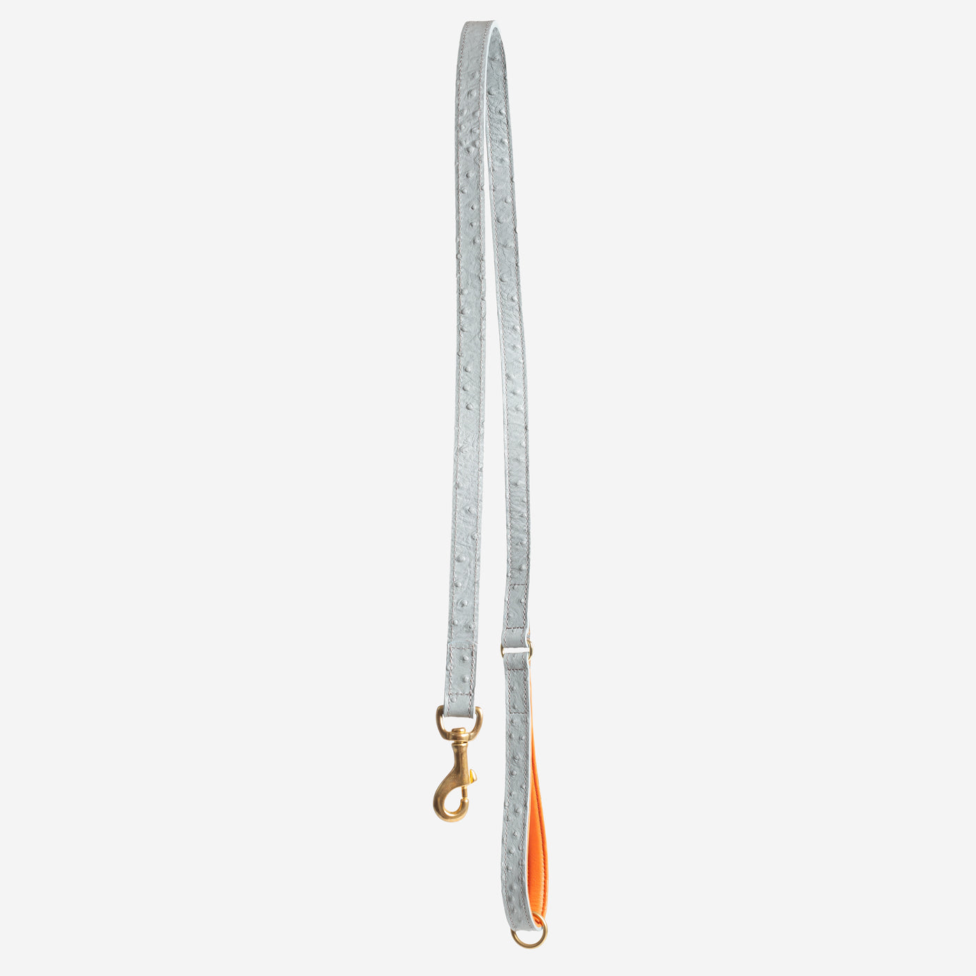Premium Ostrich Leather Dog Leash - Grey & Orange - Durable & Stylish for Large Dogs - Perfect for Walks, Training & Outdoor Adventures - by Lords & Labradors