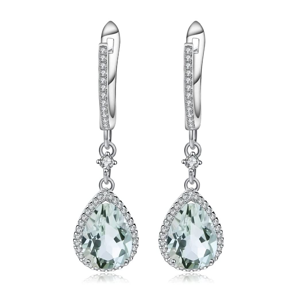 Natural Green Amethyst Drop Earrings for Women - 925 Sterling Silver Dangle Earrings | Elegant Wedding, Party & Evening Wear Jewelry Gift