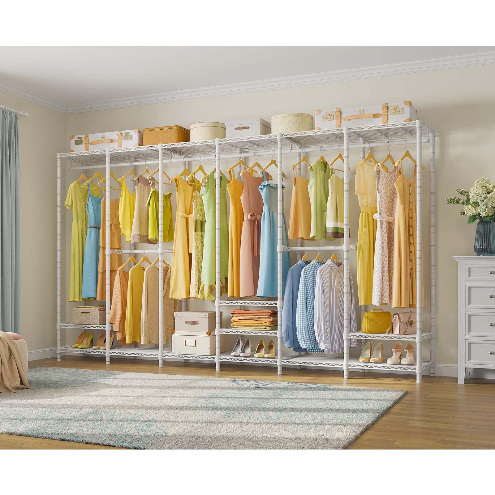 VIPEK V60 Heavy Duty Extra Large Clothes Rack - Freestanding Wardrobe with 1620lbs Capacity, Portable Closet Organizer for Bedroom Storage - Perfect for Hanging Clothes, Seasonal Wardrobe Rotation & Small Space Organization (White)