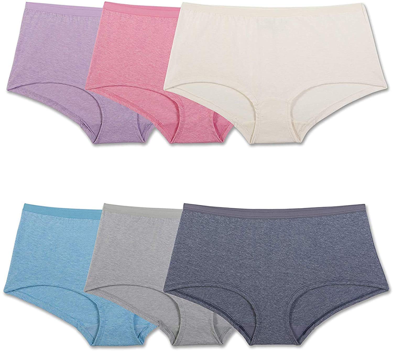Fruit of the Loom Women's Beyondsoft Boyshort Panties - 6 Pack Cotton Blend Underwear - Comfortable & Breathable for Everyday Wear - Size 10 - Perfect for Workout, Lounge & Sleep