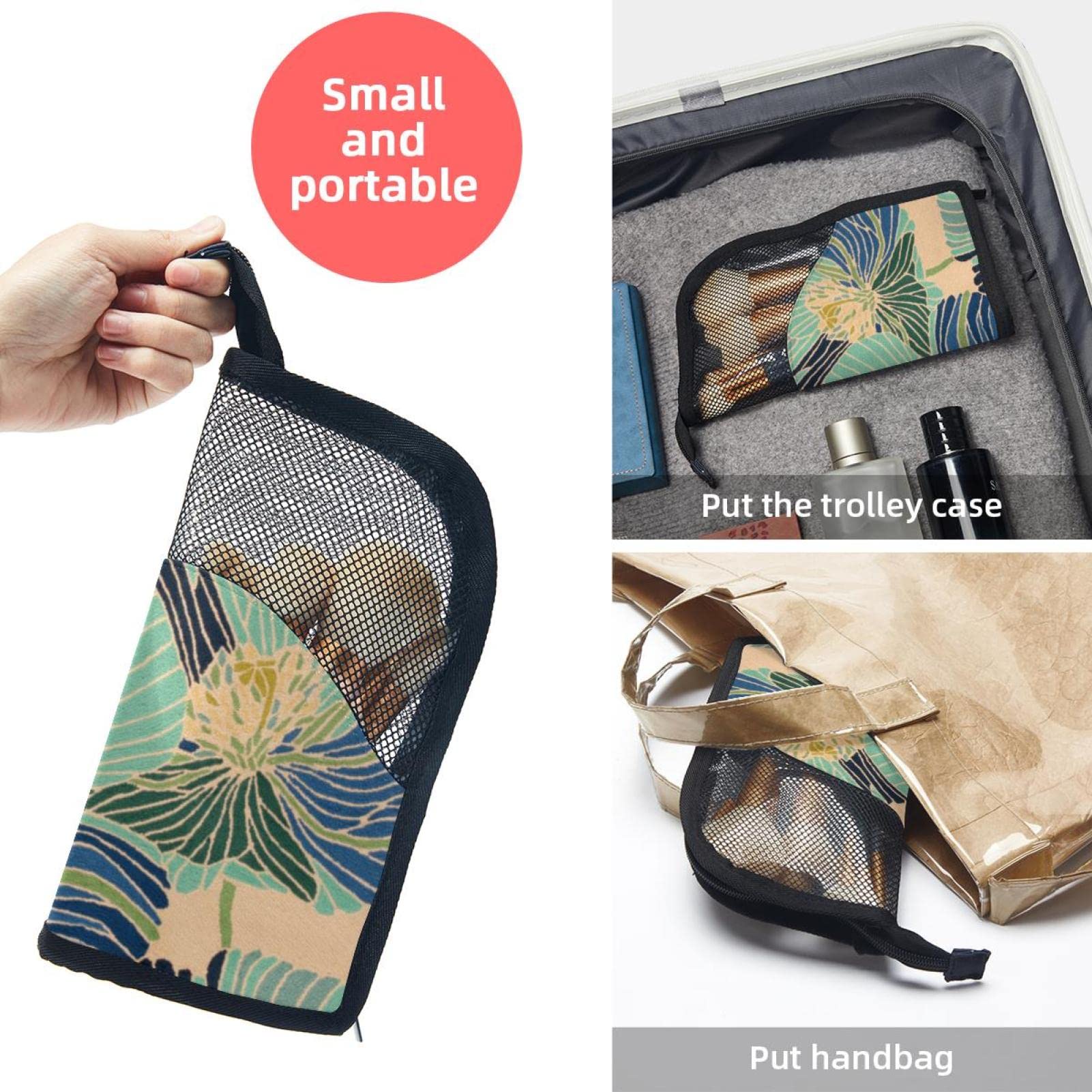 12-Piece Makeup Brush Organizer Bag with Floral Lotus Design - Portable Cosmetic Brush Holder Case for Travel, Home & Professional Makeup Artists