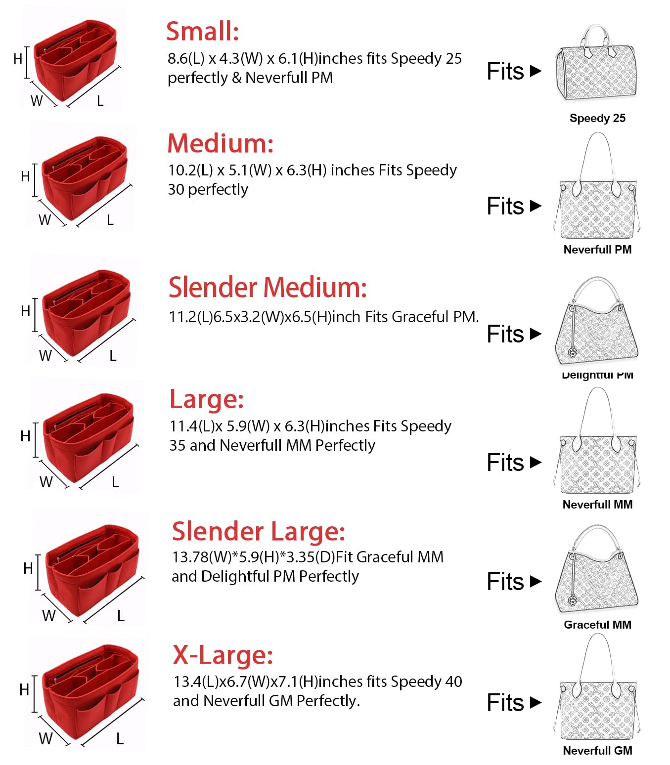 LEXSION Felt Insert Bag Organizer - Purse Organizer for Handbags - Fits Louis Vuitton Speedy & Neverfull - Perfect for Travel, Work & Daily Organization