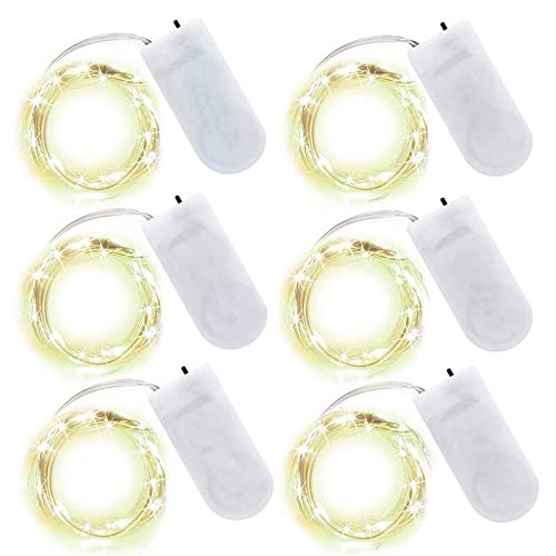 6-Pack Fengyan LED String Lights - 1M 10LEDs Battery Operated Copper Fairy Lights for Christmas, Wedding, Party & Home Decoration | Waterproof Outdoor Landscape Lighting for Garden, Patio, Pathway