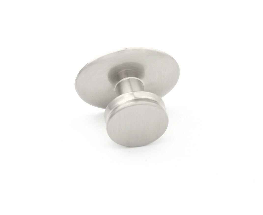 1 Inch Satin Nickel Cabinet Knob with Backplate - Modern Metropolis Design for Kitchen, Bathroom & Furniture Hardware