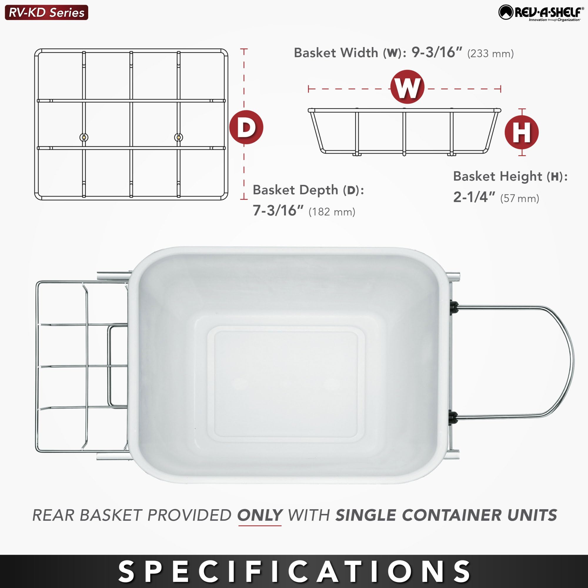 Rev-A-Shelf 35 Qt Pull-Out Trash Can for Kitchen Cabinets - Full Extension Slides, Waste & Recycling Bin, Orion Gray (RV-12KD-13C-S) - Perfect for Under-Sink Organization & Eco-Friendly Homes
