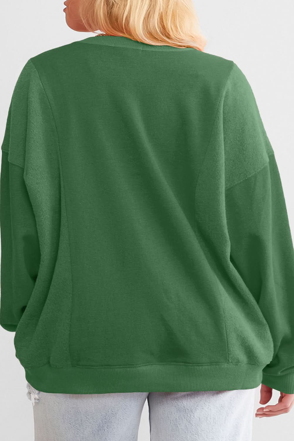 Stylish Plus Size Blackish Green Sweatshirt for Women - Cozy & Trendy Casual Wear for Fall & Winter Outfits