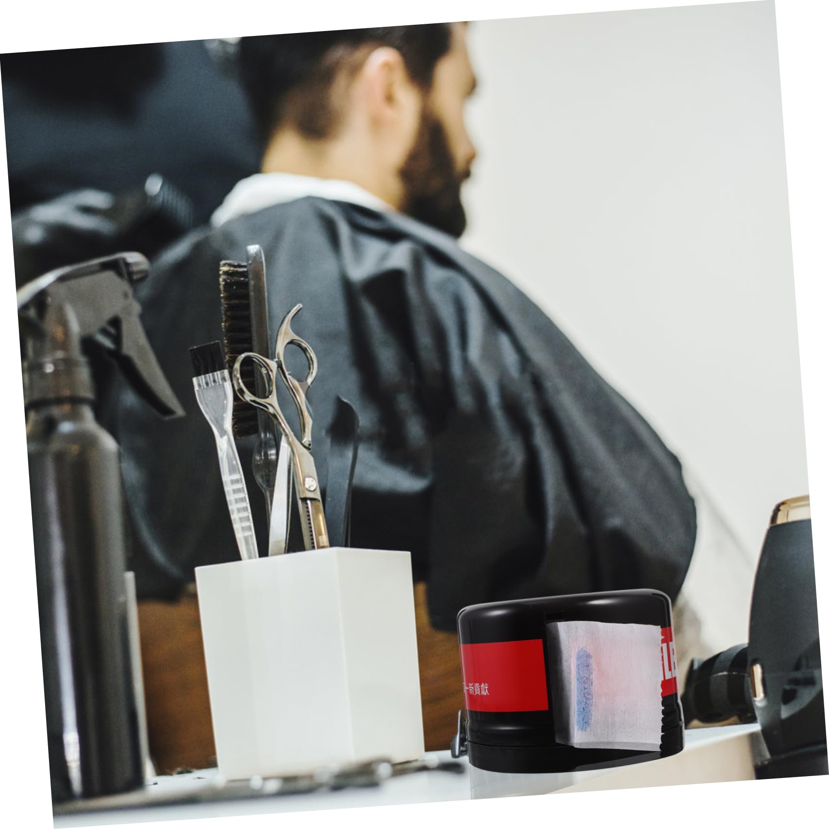Barber Neck Paper Roll Dispenser Box with 1 Set Neck Strips - Salon Hairdressing Paper Holder for Hygienic Haircut & Grooming - Perfect for Barbershops, Salons & Home Use