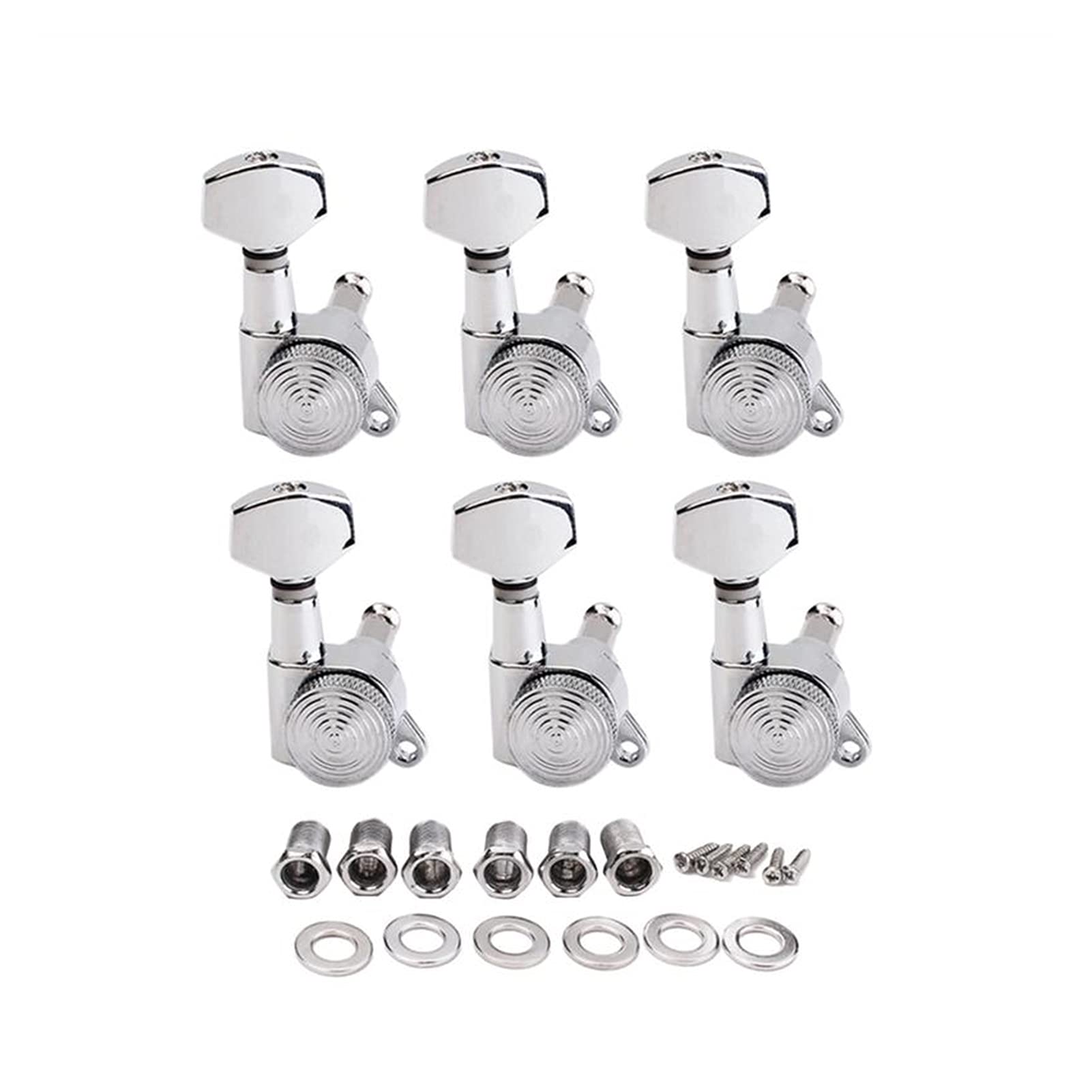 6PCS Black Locked Guitar Machine Heads - Silver Tuning Pegs & Key Tuners for Acoustic/Electric Guitar | Perfect for Stage Performance & Home Practice