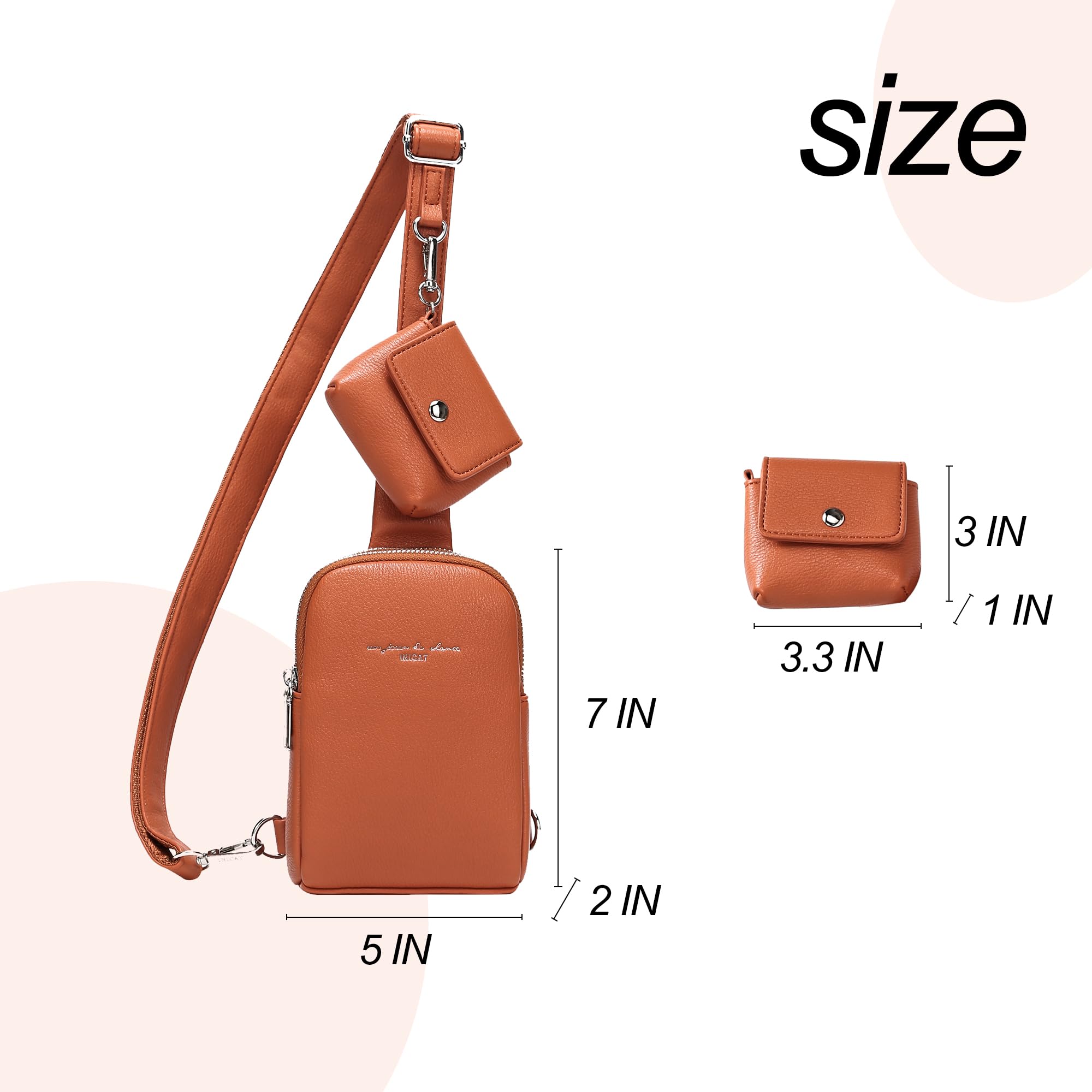 INICAT Genuine Leather Crossbody Bag for Women - Small Sling Bag with Adjustable Strap, Fashionable Fanny Pack Purse - Perfect for Travel, Shopping & Daily Use