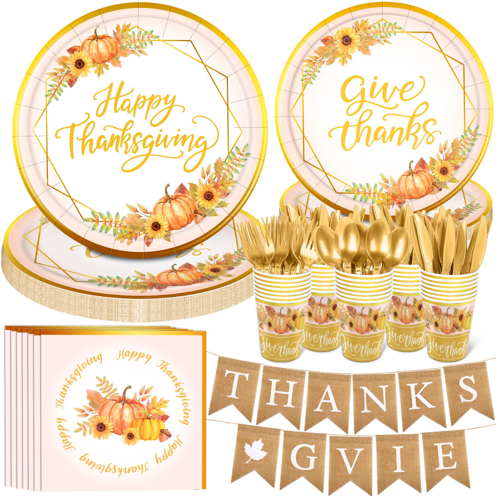 169PCS Thanksgiving Paper Plates & Napkins Set - Fall Harvest Dinner Party Supplies for Friendsgiving, Autumn Decorations | Perfect for Thanksgiving Feast, Holiday Gatherings & Seasonal Home Decor