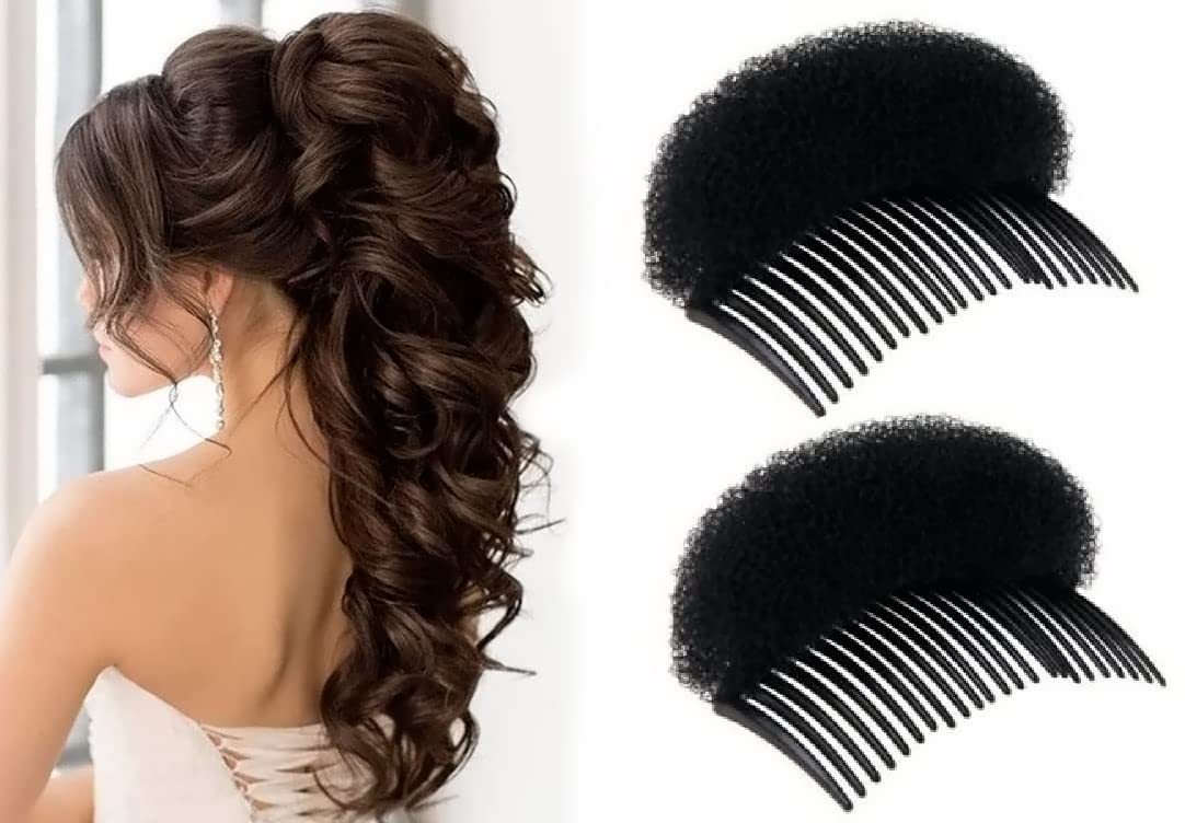 2-Piece Puff Donut Hair Bump Insert with Comb - Volumizing Hair Styling Accessories for Women & Girls | Perfect for Updos, Ponytails & Special Occasions