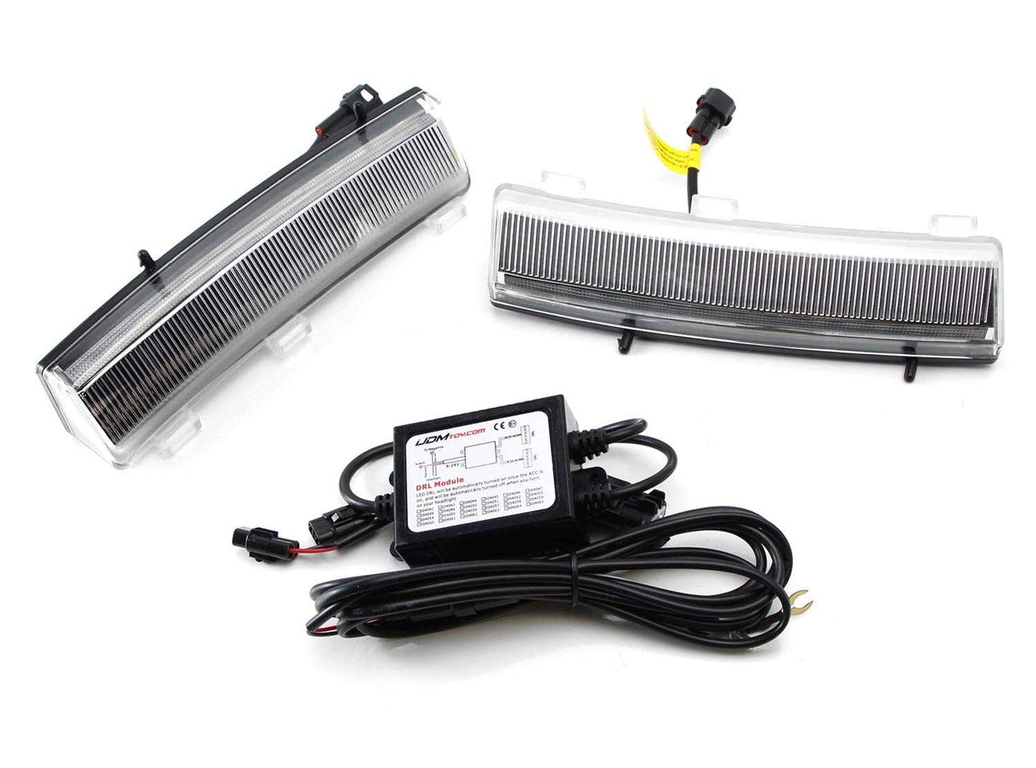 iJDMTOY Clear Xenon White LED Daytime Running Lights - Exact Fit Replacement for 2006-2009 Nissan 350Z LCI Front Bumper Reflector | DRL Upgrade for Enhanced Visibility & Style