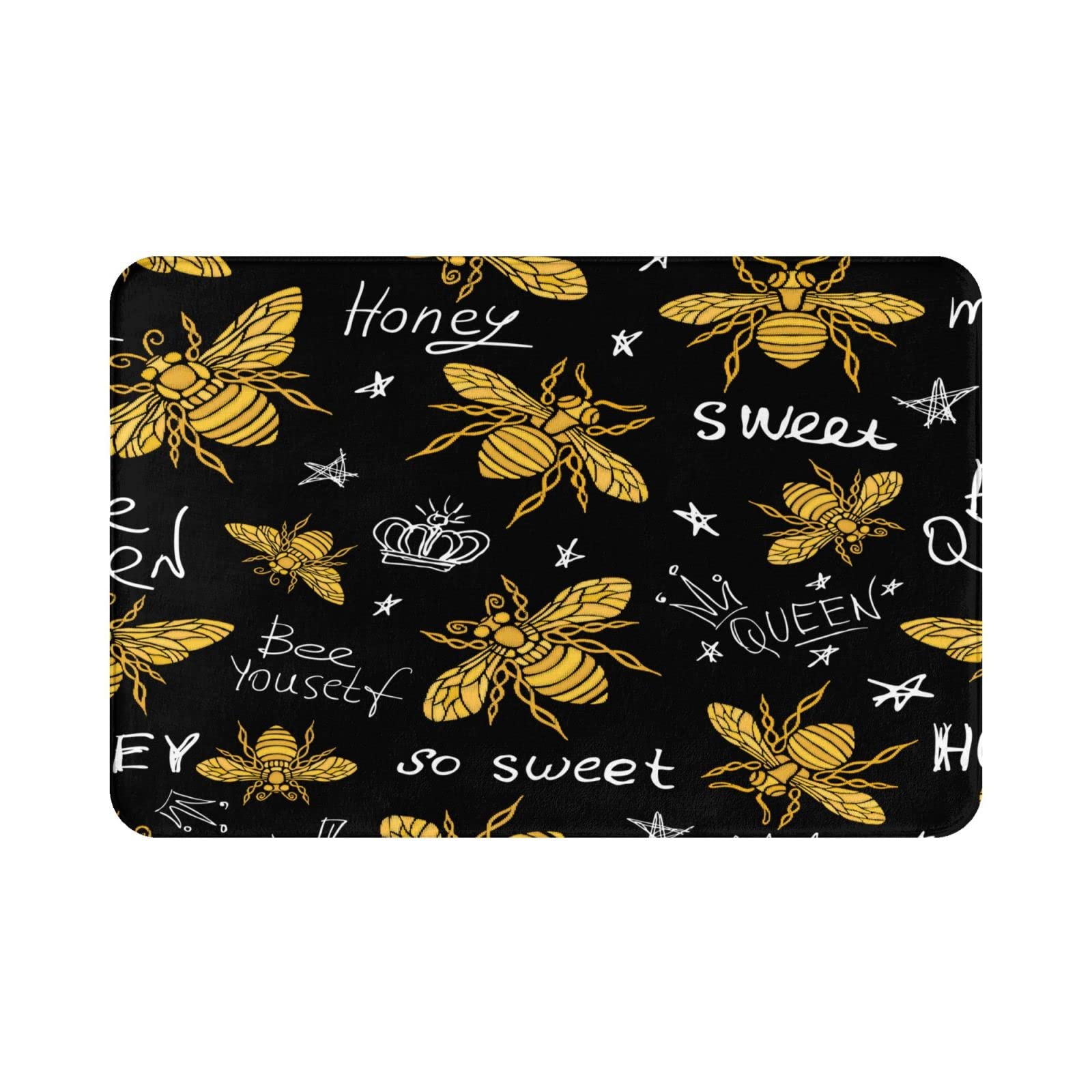 Non-Slip Honey Bee Vintage Bath Rug - Absorbent Doormat for Bathroom, Kitchen & Home Entrance - Outdoor/Indoor Waterproof Floor Mat - Perfect for Farmhouse, Cottage & Vintage Decor