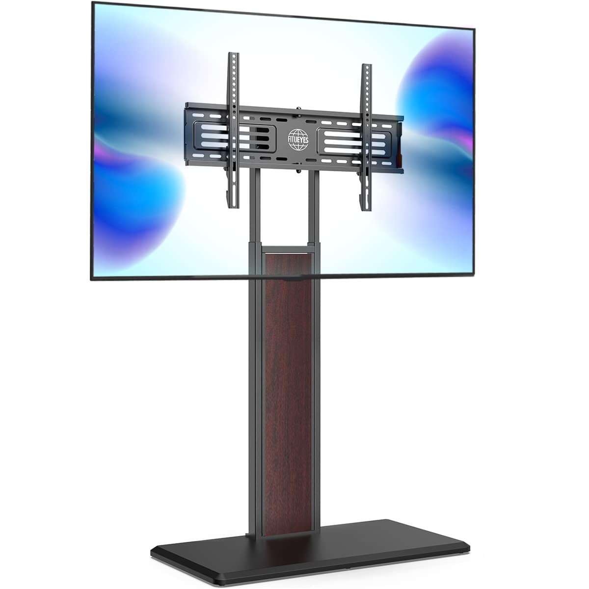 FITUEYES Adjustable Floor TV Stand for 32-75 Inch Flat Screen TVs - Solid Wood Base, Height Adjustable Mount Bracket (Max VESA 600x400mm, Supports 88 lbs) - Perfect for Living Room, Bedroom & Home Theater Setup