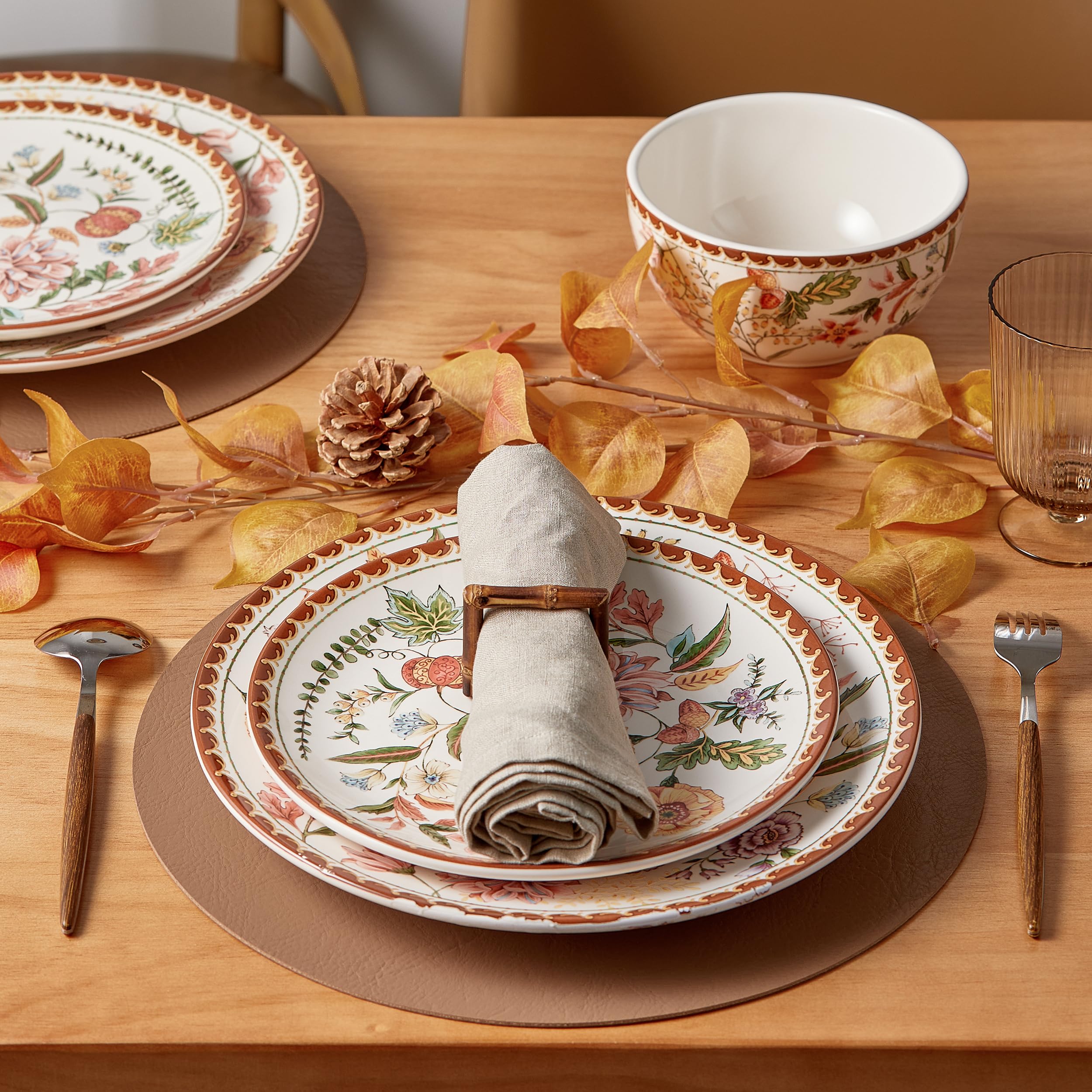 Bico Blooming Moment 8.75 Inch Salad Plates Set of 4 - Microwave & Dishwasher Safe Appetizer Dishes for Dining, Entertaining & Everyday Use
