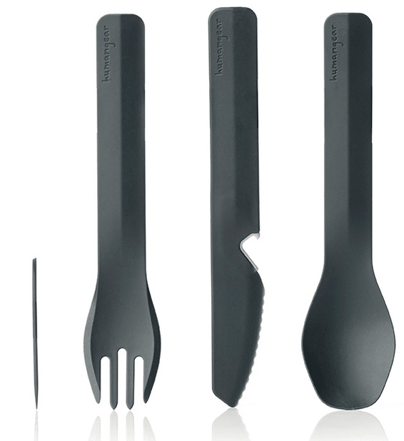 GoBites Trio Cutlery Set - 3-Piece Travel Utensils with Case, Stainless Steel Fork Knife Spoon for Camping, Hiking & Outdoor Dining