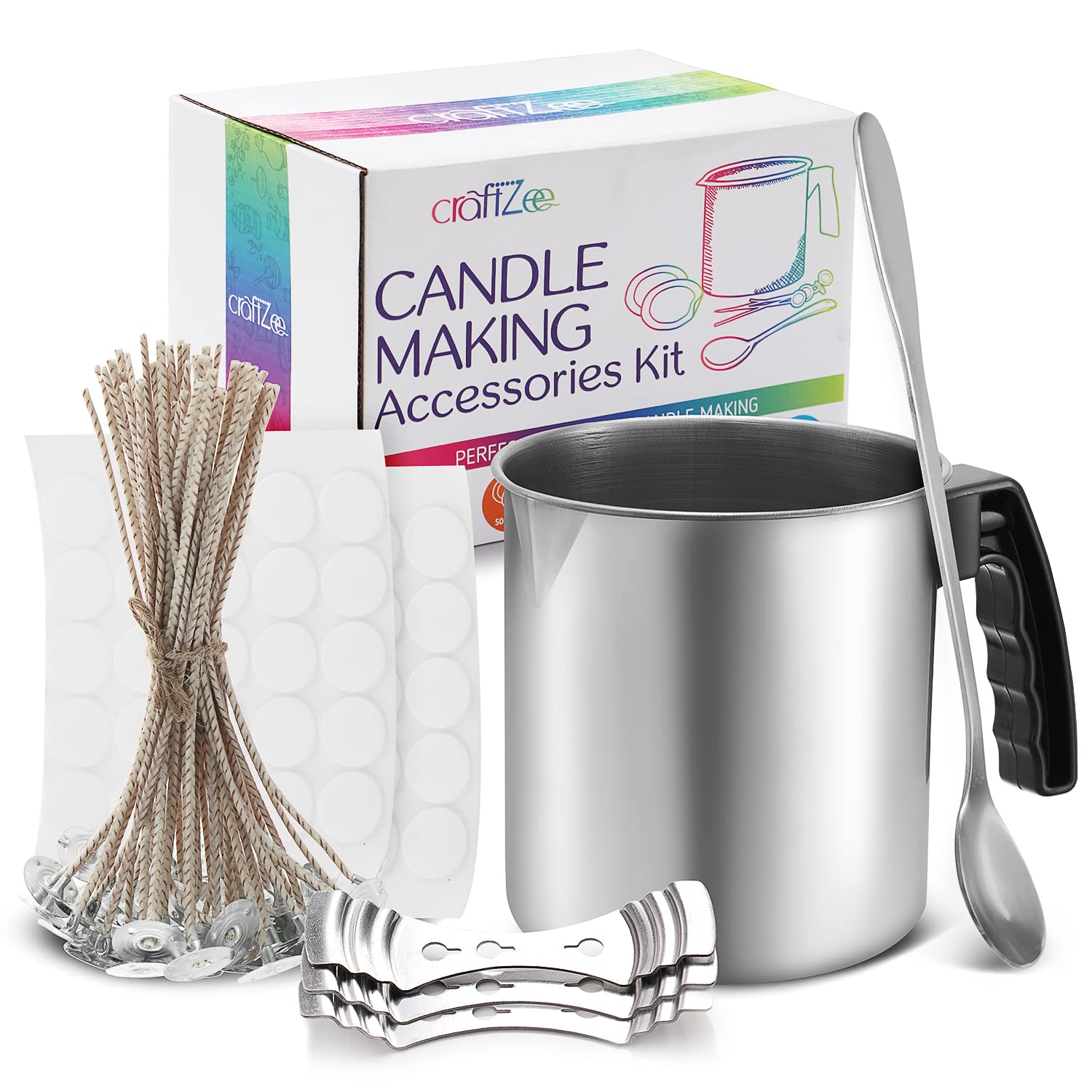 CraftZee Soy Candle Making Kit - DIY Candle Supplies Set with Wicks & Pouring Pitcher - Premium Candle Making Accessories for Adults - Perfect for Home Decor, Gifts & Relaxation