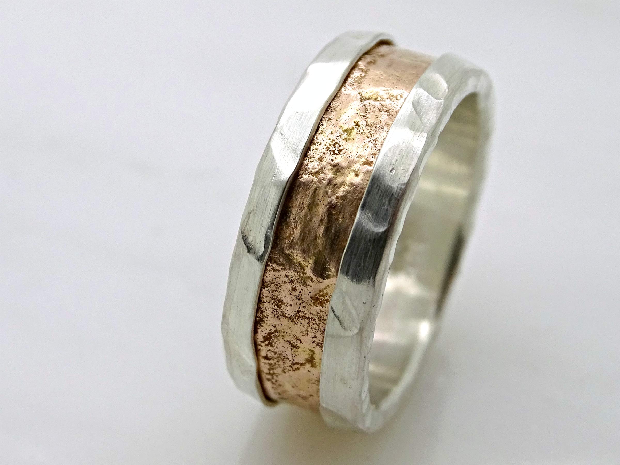 Viking Wedding Band Rose Gold Ring for Men - Molten Gold & Silver Mens Engagement Ring, Durable & Stylish Gift for Him - Perfect for Weddings, Anniversaries & Special Occasions