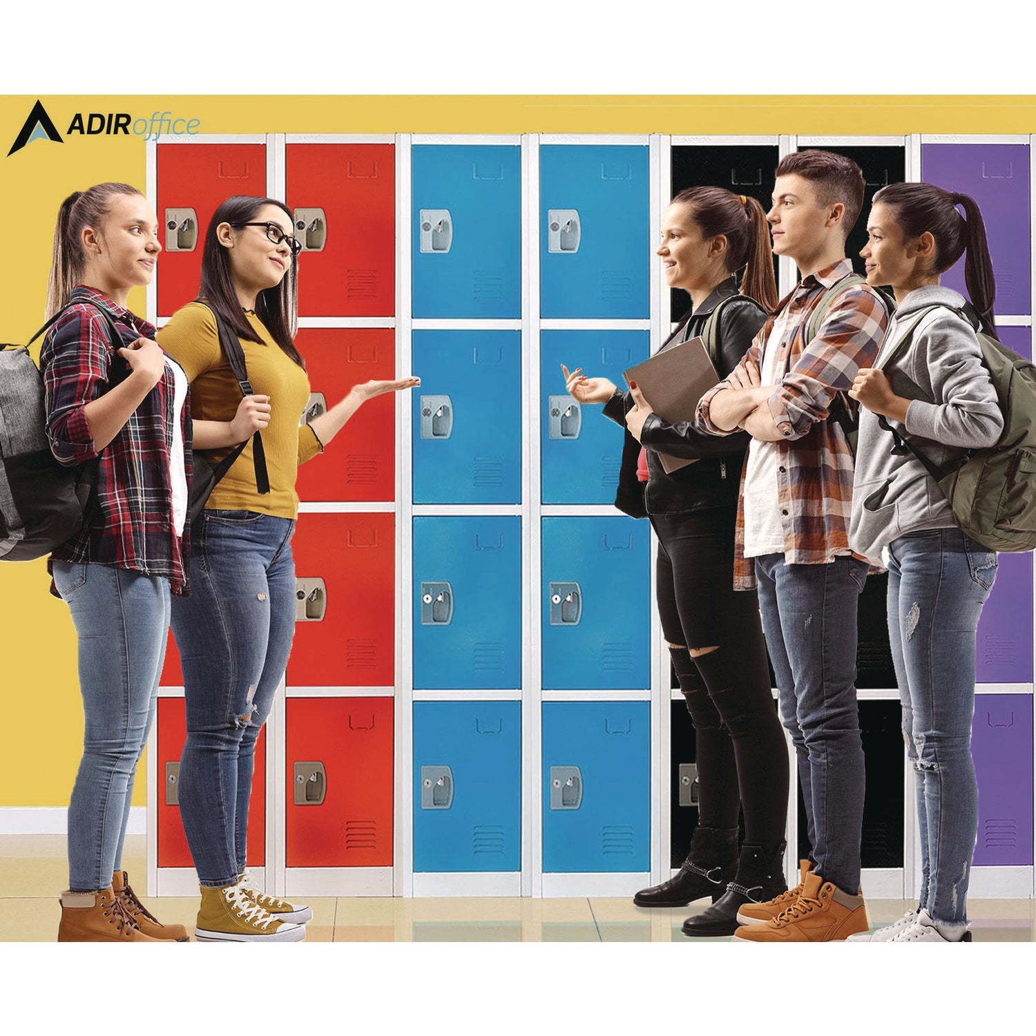 Steel Storage Locker with 4 Compartments - 12 x 12 x 72 Inches, Blue - Heavy-Duty School Gym & Office Organization Locker for Sports Equipment, Books & Supplies