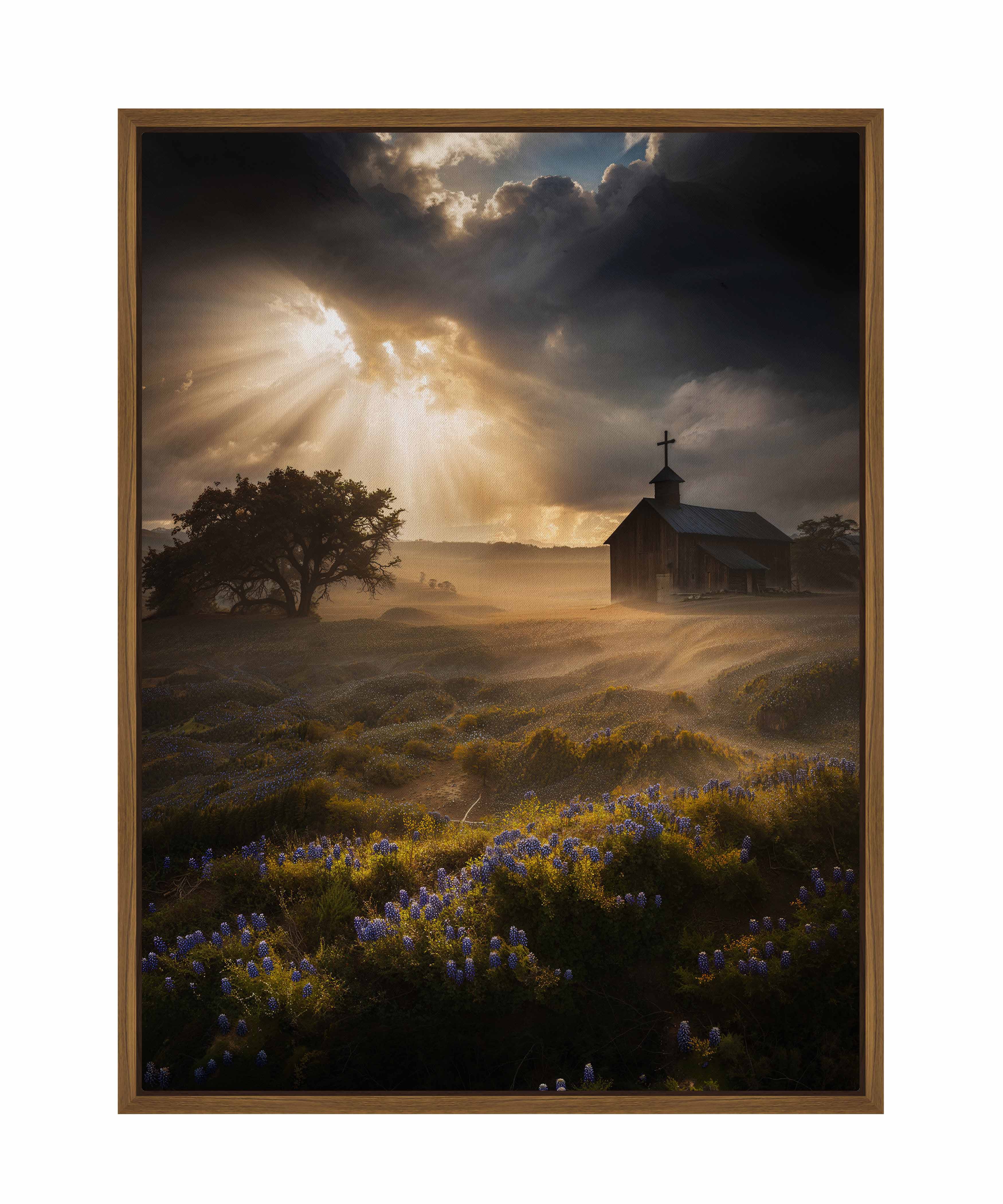 Celestial Rays Over Lone Star Land II - Stunning Galaxy Space Art Print on Gallery Wrapped Canvas - Perfect for Living Room, Bedroom & Office Wall Decor