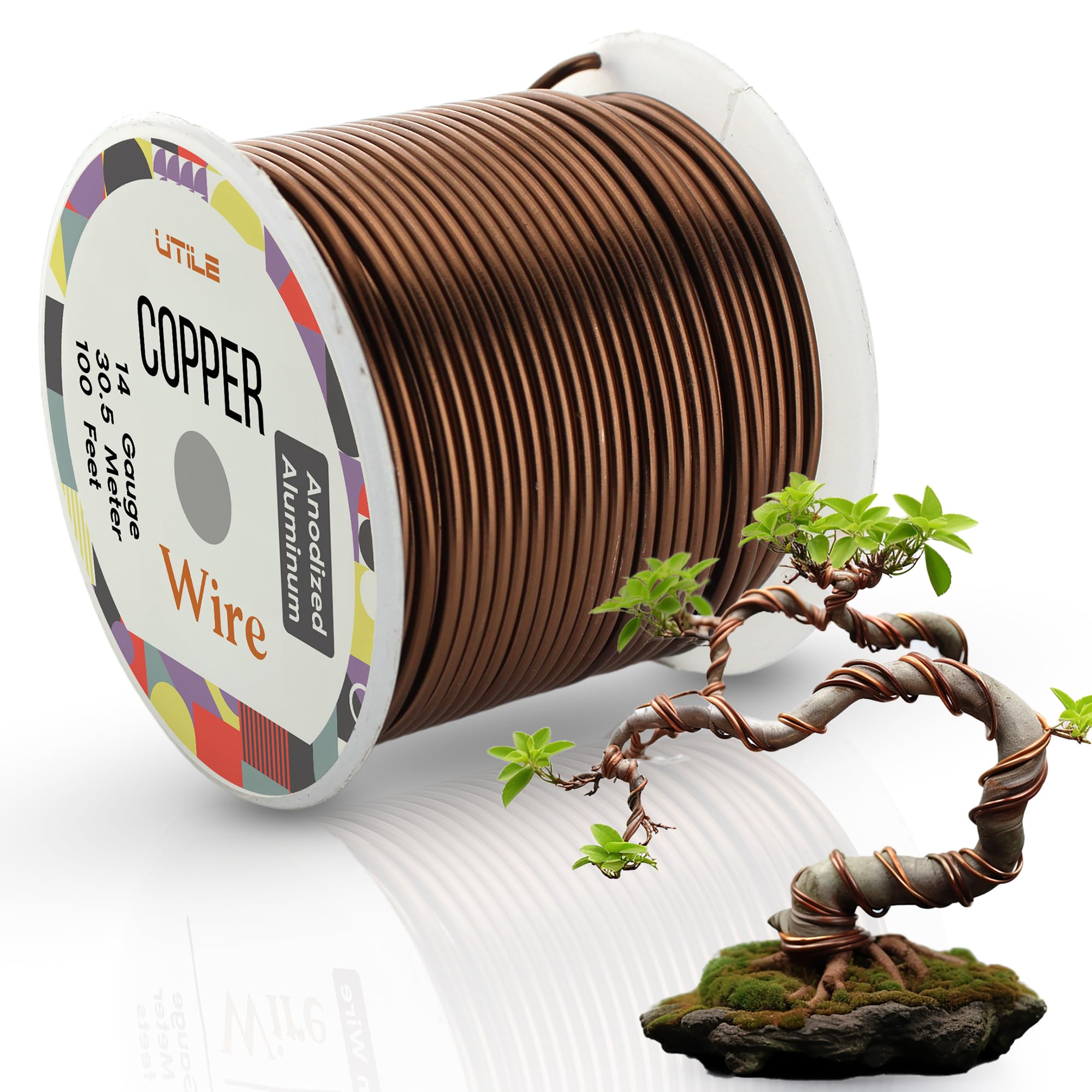 Anodized Aluminum Bonsai Training Wire - 1.6mm 14 Gauge (100ft) - Flexible & Bendable Tree Shaping Wire - Rust & Corrosion Resistant Plant Wire Kit for Bonsai, Topiary & Indoor Gardening Projects
