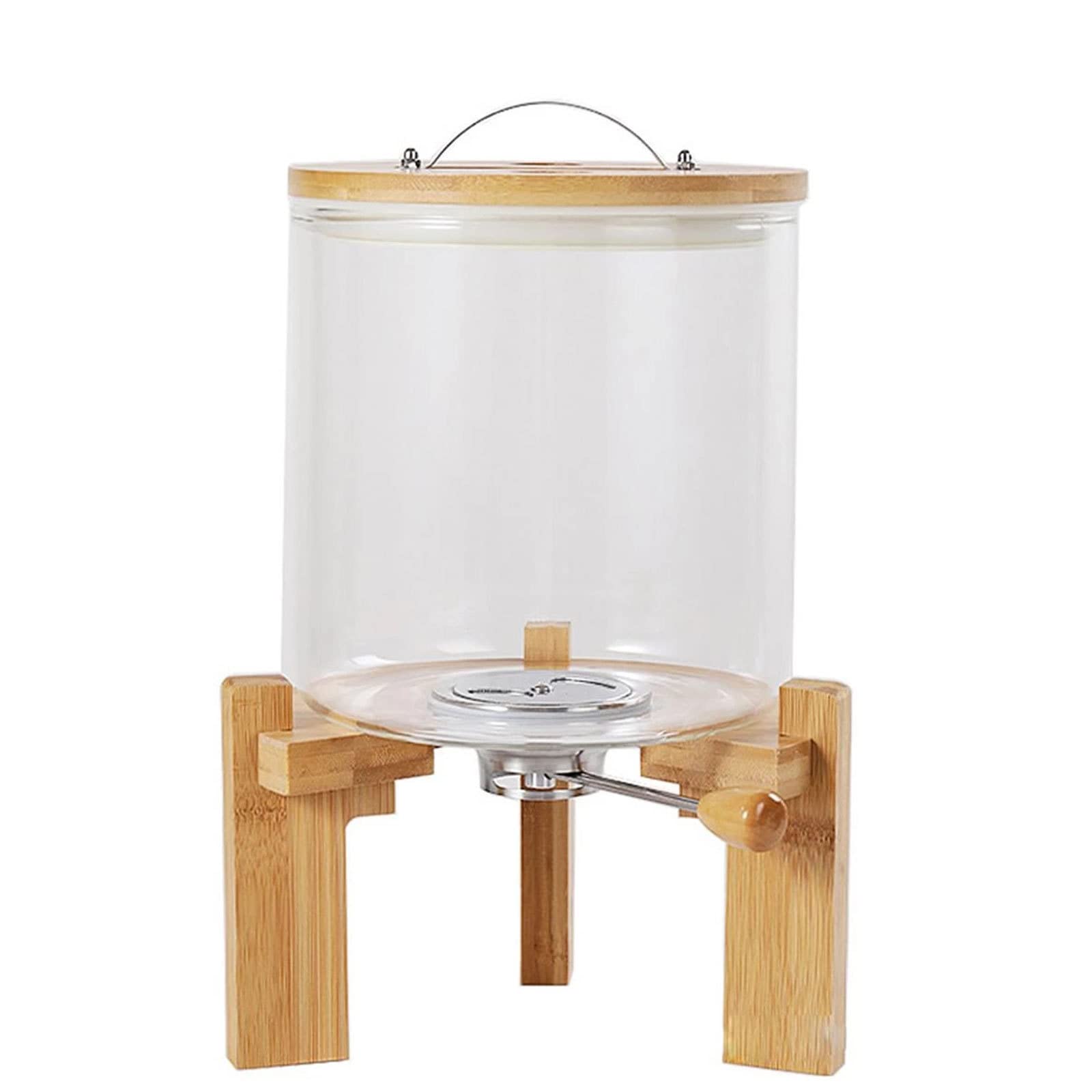 5L Glass Flour and Cereal Storage Container with Airtight Lid & Wooden Stand - Rice Dispenser for Kitchen Organization & Pantry Storage - Perfect for Baking, Cooking and Food Preservation
