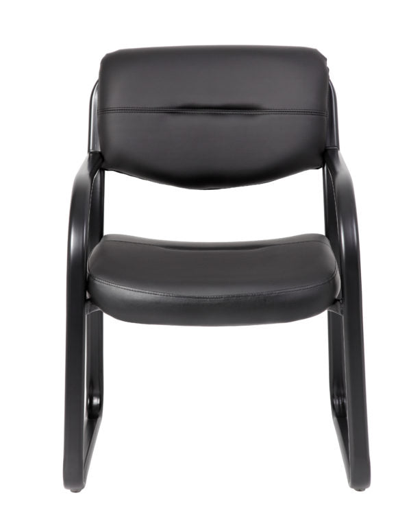Boss Leather Sled Base Armchair - Modern Guest Chair for Living Room, Office & Dining Room - Premium Leather Upholstery with Sturdy Sled Base - Perfect for Home, Office & Hospitality Settings