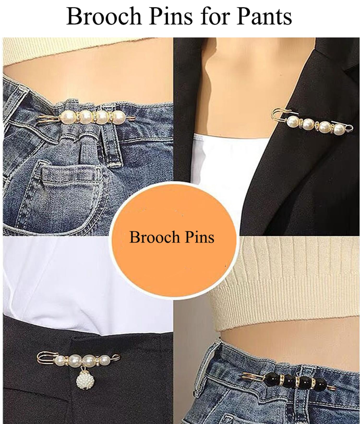 60pcs Fashion Brooch Pins for Women - Pearl Charms for Clothing & Hats