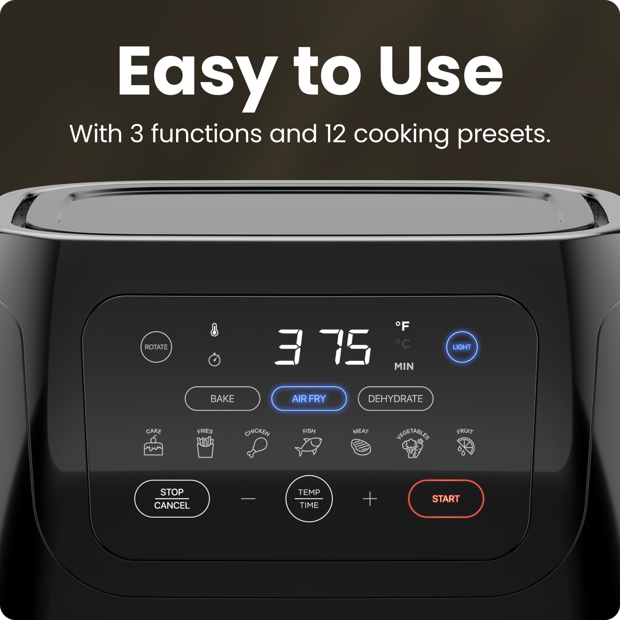 CHEFMAN 10L XL Digital Air Fryer with Rotisserie & Dehydrator - 17-in-1 Multifunctional Convection Oven for Baking, Roasting, Frying | Large View Window, Auto Shutoff | Perfect for Family Cooking, Meal Prep & Healthy Eating