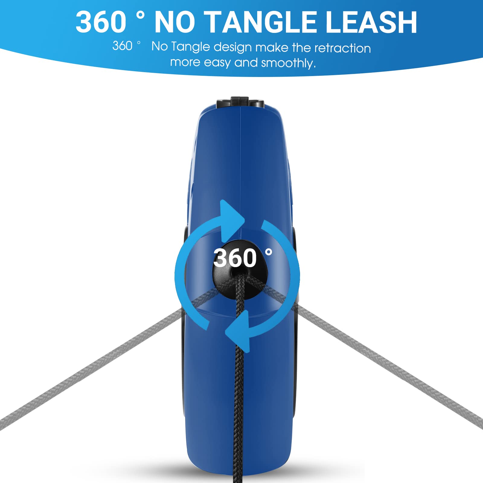 26FT Retractable Dog Leash - Heavy Duty Nylon Tape Leash for Small Medium Large Dogs up to 110lbs - Anti-Slip Handle & One-Handed Brake - 360° Tangle-Free Design (Blue) - Perfect for Walking, Running, Training and Outdoor Adventures with Your Pet