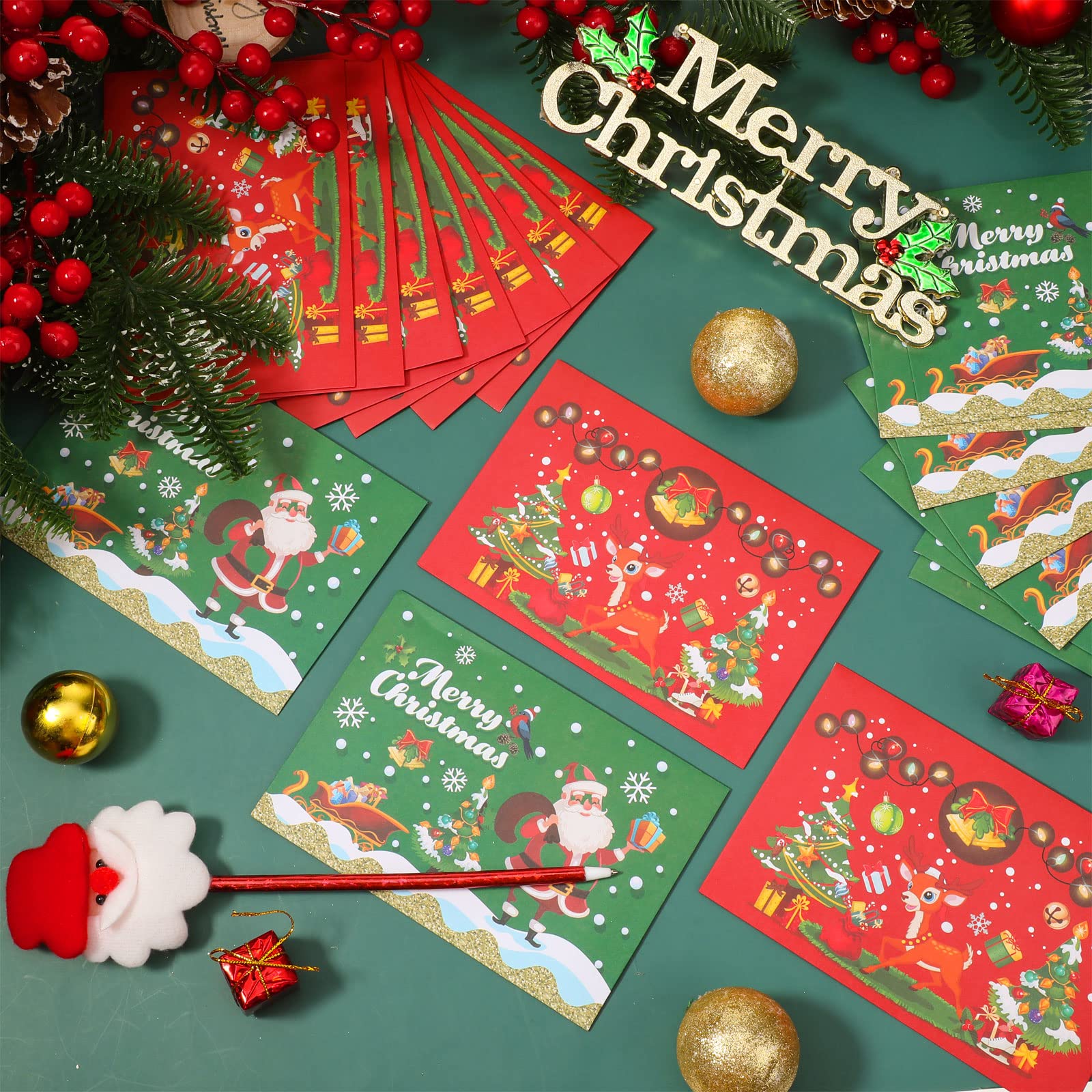 30-Piece Christmas Envelopes Set - Red & Green Mini Holiday Envelopes with Snowflake Stickers for Xmas Cards, Party Favors, Invitations, Business Notes - Perfect for Holiday Greetings, Gift Cards & Office Correspondence