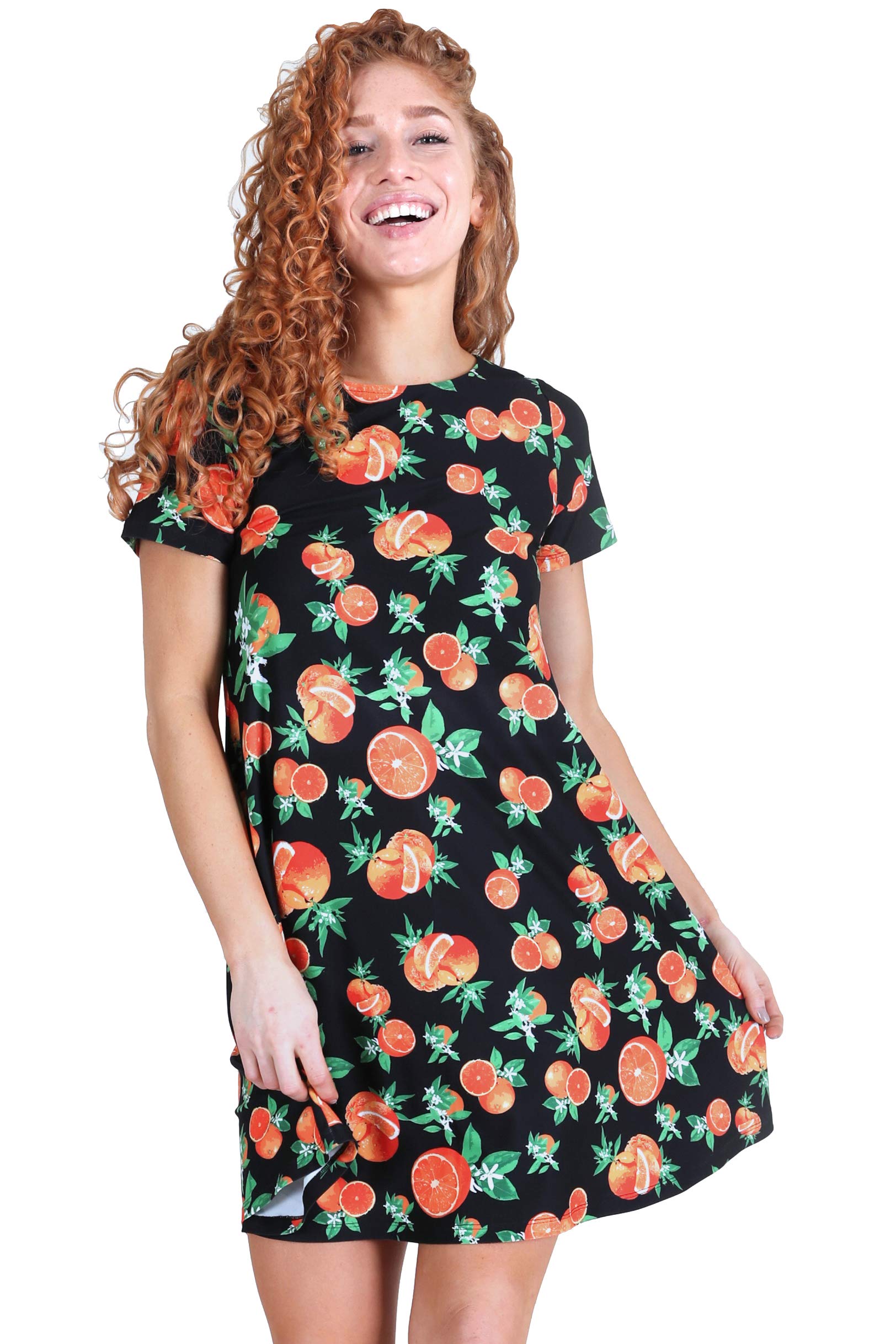 ICONOFLASH Women's Floral Print Casual Summer Dress with Pockets - Short Sleeve Comfortable A-Line Dress for Beach, Vacation & Everyday Wear